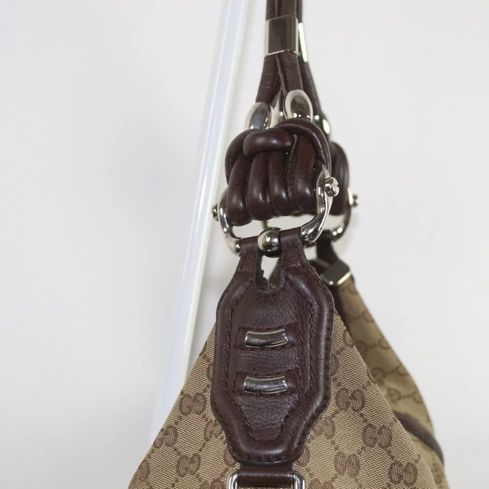 GUCCI Beige/Ebony GG Canvas Techno Horsebit Medium Hobo Bag - Picture 11 of 16